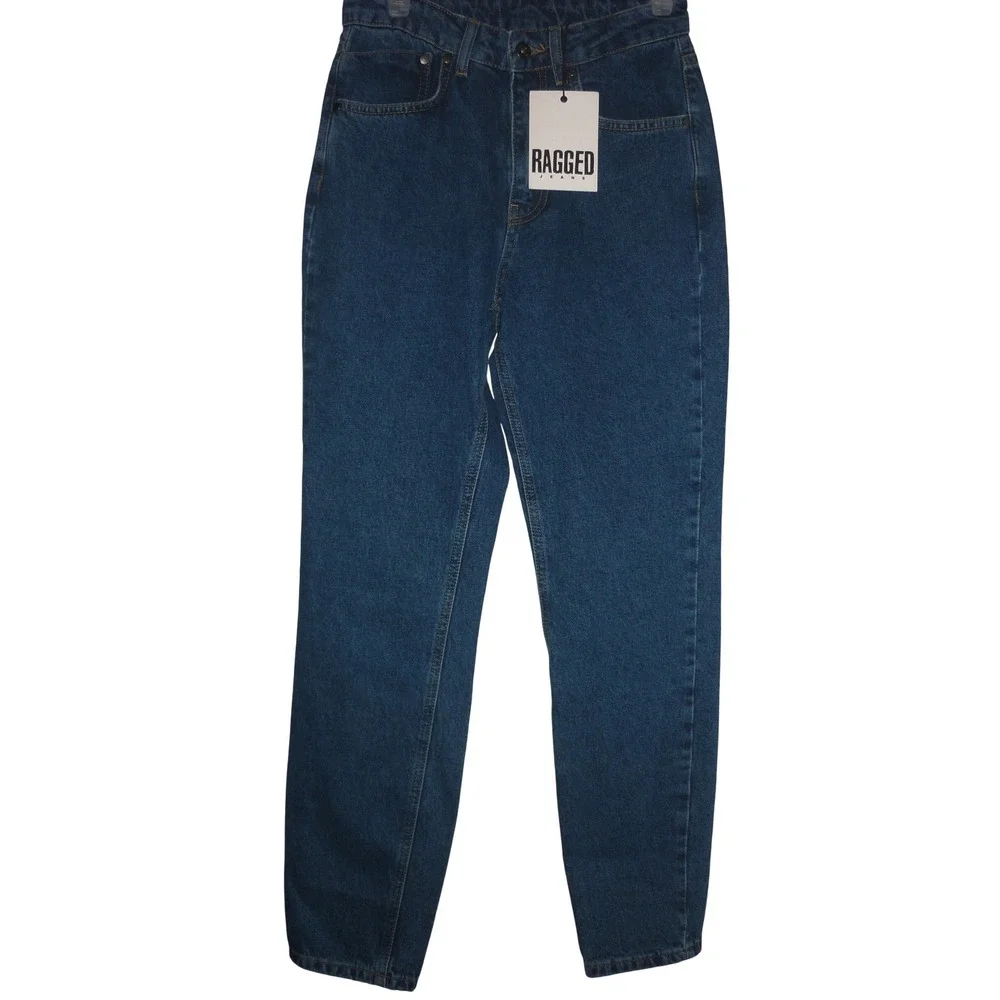 NEW The Ragged Priest Ragged‎ Jeans High Waisted Mom Jeans Dark Wash Blue 26x29